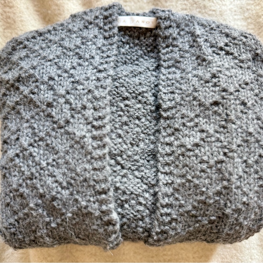 100% Baby Alpaca Wool Erica Tanov Kimono Cardigan in grey